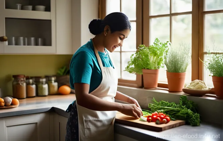 할랄 푸드 전문점 - **Prompt: The Art of Mindful Halal Preparation in a Home Kitchen**
    *   **Description:** A serene...